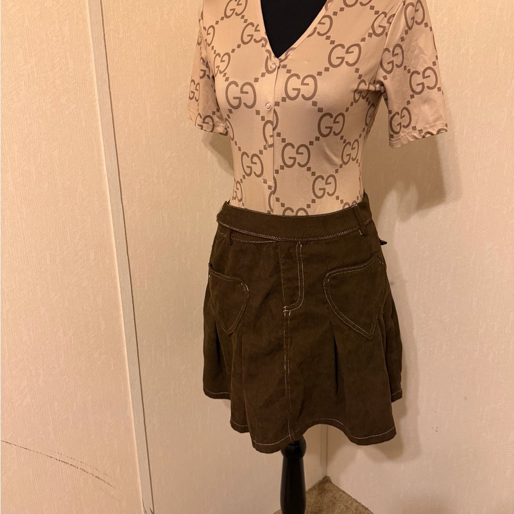 Brown Pleated Women's Skirt